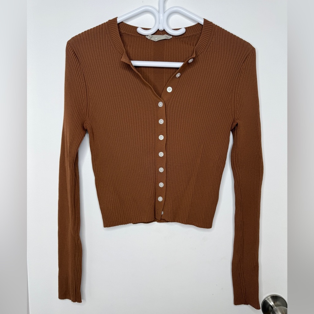 Everlane Brown Ribbed Button-Down Shirt